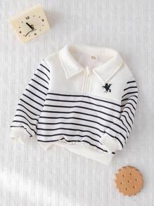 Cozy Pixies Felpa con cappuccio a maniche lunghe per bambino, con colletto a rever, chiusura con chiusura lampo, in maglia morbida, con motivo a strisce e cavallo cartoni animati