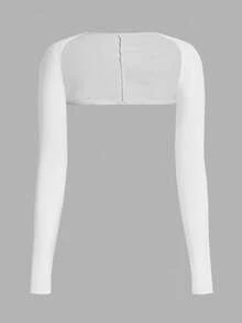 SHEIN EZwear 女款披肩式袖套，帶手指孔，舒適透氣，防紫外線，秋季防曬 - 白色 - 查看 5