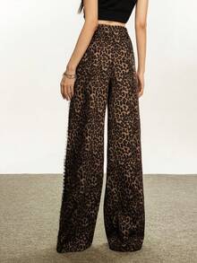 INAWLY Y2K Style Leopard Print Lace Trim Casual Pants Fall Cloth For Women - Multicolor - View 2