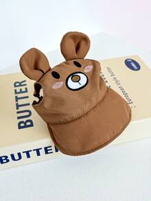 PETSIN 1 Sombrero de sol bordado con oso marrón lindo 3D para perros y gatos mascotas, con diseño transpirable y de oreja expuesta - Marrón - Ver 5