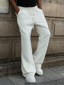 Manfinity Hypemode Men's Striped Drawstring Waist Casual Flare Sweatpants - Beige - View 1