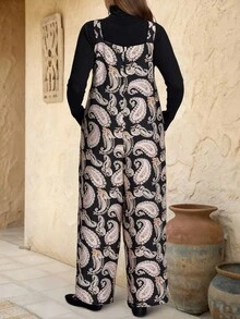 EMERY ROSE 大码女式休闲时尚佩斯利印花连体裤 - 彩色 - 查看 2