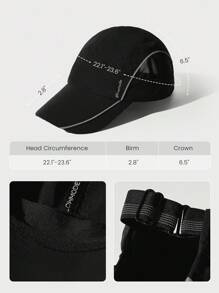 GLOWMODE All Day Flex Stretchy Sweat-Wicking Quick-Dry Waterproof Reflective Adjustable Mesh Running Hat Cap Gym Training Workout Daily Wear - Black - View 7