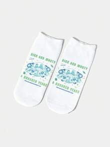 Rick and Morty X SHEIN 1 双字母和卡通图案可爱踝袜 - 彩色 - 查看 3