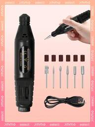 JMMO Amoladora De Uñas, Kit De Máquina De Perforación De Uñas Eléctrico Para Uñas Profesional, Pulidora De Uñas Usb, Herramienta De Manicura Para Salón De Uñas De Acrílico