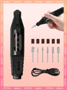 JMMO Amoladora De Uñas, Kit De Máquina De Perforación De Uñas Eléctrico Para Uñas Profesional, Pulidora De Uñas Usb, Herramienta De Manicura Para Salón De Uñas De Acrílico