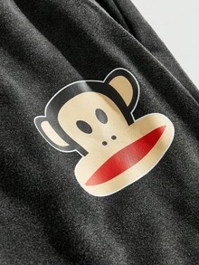 ROMWE MEN Paul Frank X ROMWE Men's Letter & Cartoon Graphic Sweatpants, Comfortable Leisure Wear