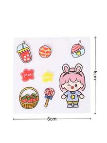 100 张透明可爱女孩与动物 PET 贴纸，卡通贴花，适用于笔记本水瓶手机冰箱，DIY 剪贴簿剪贴画贴纸随机发货（盒装） - 無色 - 查看 10