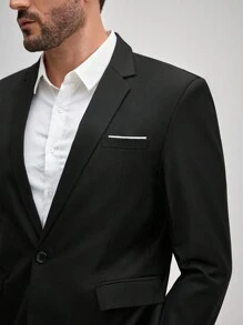 OFFICEAU 男士单排扣平驳领商务正装西装外套，适合婚礼、庆典、节日活动、正式场合、秋季、冬季穿着，尽显绅士风范。