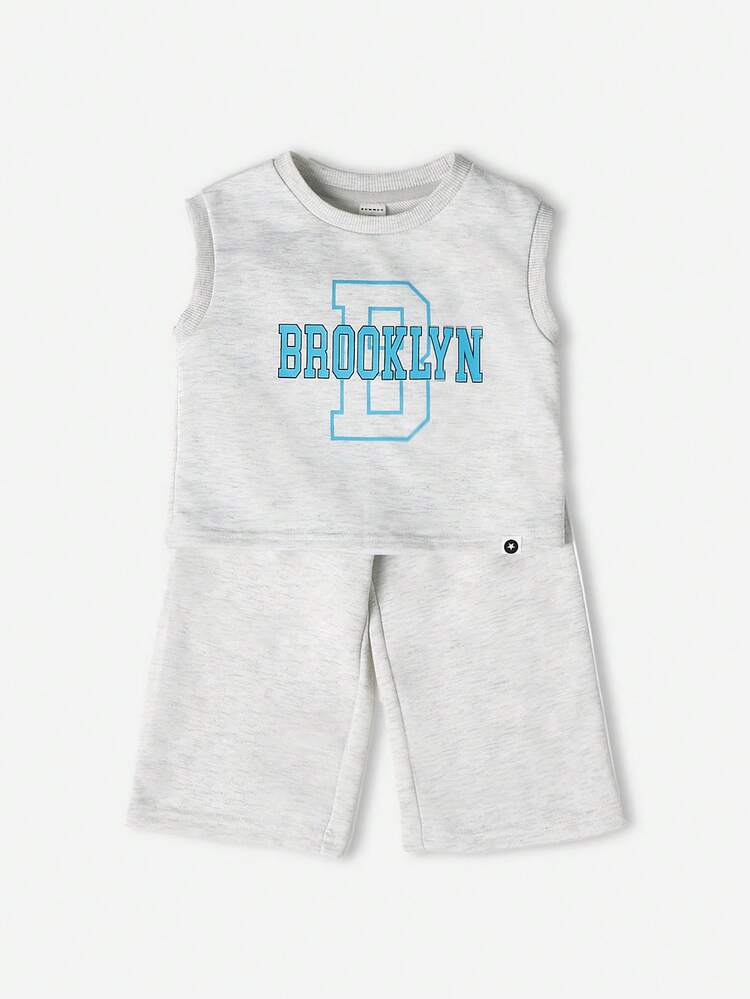 Brooklyn Varsity Tank Top And Wide Leg Jogger Set