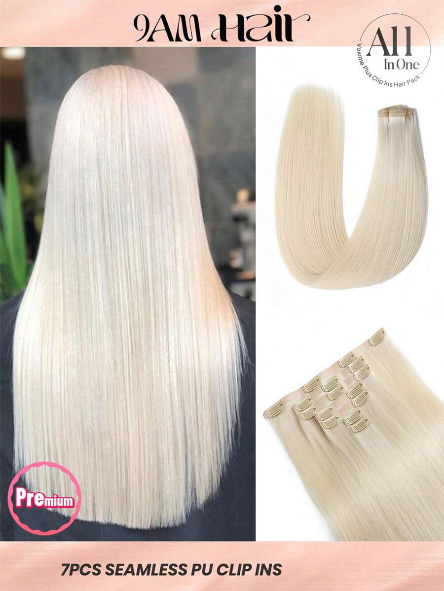 Seamless Clip Ins 7pcs 60# 130g/150g Full Head Seamless PU Clip Ins Extensions 100% Cuticle Aligned Double Drown Remy Human Hair Invisible Clip In Hair Extensions Hair Extensions Halloween Costumes - S60 - View 1