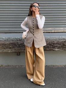 DAZY Veste sans manches avec taille cintrée pour le jardinage, veste décontractée. Veste ajustée et élégante pour femmes - Gris - Voir 6