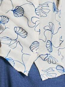 Lumivelle Women's Elegant Casual Shell Embroidered Open Front Loose Blouse Fall Cloth For Women - Apricot - View 9