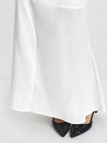 Lumivelle 女式秋季长袖拼布结构上衣和裙子两件套 - 白色 - 查看 9