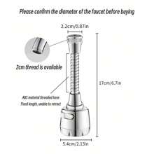 1 件厨房水龙头延长器，360 度旋转，两种喷雾模式 - 单孔安装，适用于水槽和淋浴的节水喷嘴，耐用 ABS 材质，圆形 - 銀色 - 查看 2