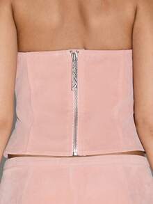 KIZN Vintage Inspired Suede Halter Corset Top With Lace Up Front Festival Party Club Night Out Y2K Fashion Cropped Bustier