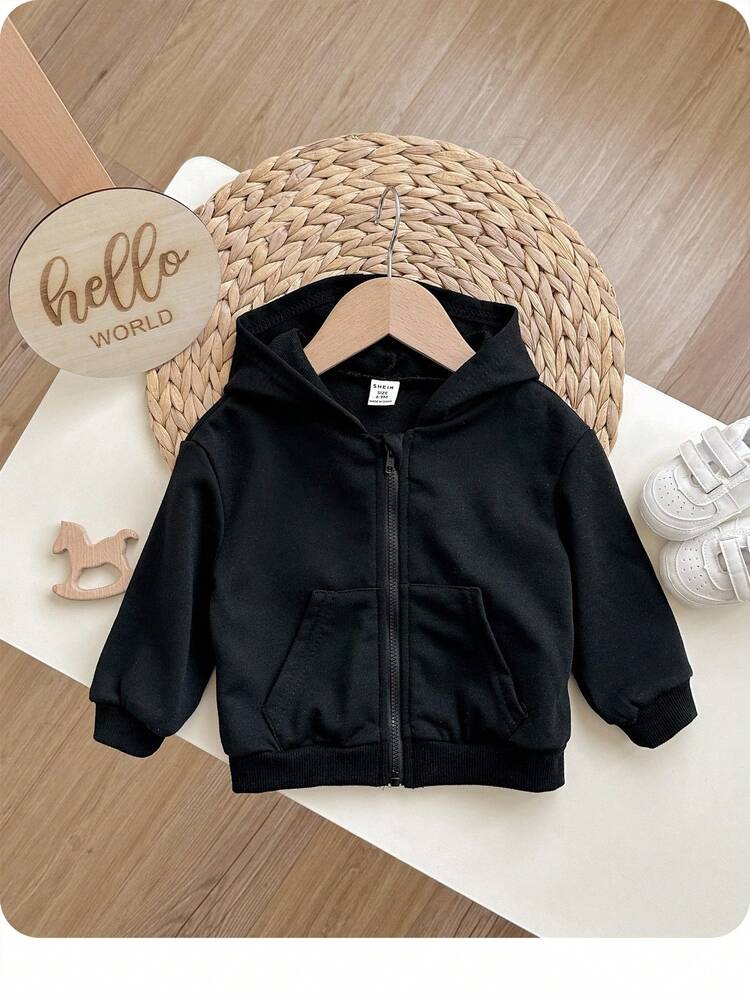 Baby Girl Solid Zip Up Sweatshirt,In Fall/Winter