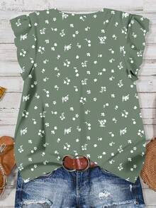 Rusticease Women's Casual Floral Pattern V-Neck Blouse, Suitable For Summer V Neck Blouses For Women Floral Blouses For Women Fall Clothes For Women Chic Blouses For Women,Casual - Green - View 2