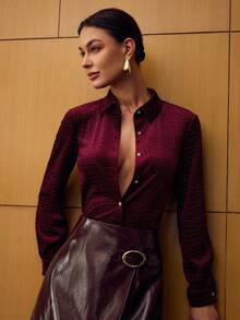 MOTF PREMIUM VELVET JACQUARD ELASTIC BLOUSE, AUTUMN/WINTER