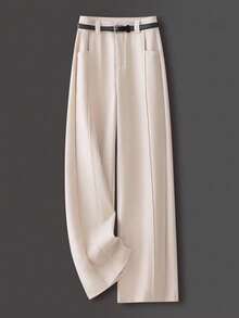 Franclia Fashionable And Casual Commuting All-Match With Belt Spring And Autumn Khaki Women's Tailored Pants Women's Trousers Pants For Women Women's Wide Leg Pants Apricot Pants Chic Pants For Women Autumn Bottoms Women's Business Casual Clothing Autumn Beautiful Suit Coat Female Suit Business Casual Woman Office Outfits For Women Teacher Outfits For Women Fall Clothes For Women Fall Outfits For Women - Khaki - View 5