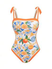 Swim Oasis Set de 2 piezas Traje de baño de una sola pieza con estampado de frutas para mujer para vacaciones en la playa - Multicolor - Ver 4
