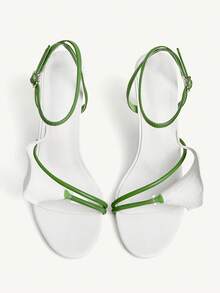 CUCCOO CHICEST 白色花卉时尚走秀仙女圆头绑带高跟凉鞋，春夏 - 白色 - 查看 8