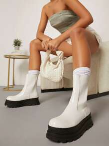 SHUZIA Ladies' Fashionable White Chunky Heel Boots - White - View 5