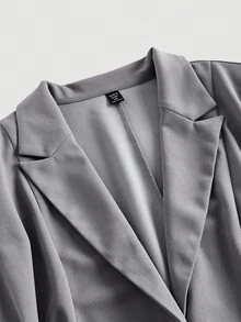 SHEIN MOD Women's Grey Blazer With Side Lace-Up | Casual Suit Jacket | Elegant Lapel Officewear | Street Style | Autumn Spring Fashion/Plus Size Women Gray Blazer Jacket With Side Tie,Plus Size Simple Casual Commuter Vintage Tie-Up Decor Blazer Winter Fall