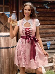 SHEIN Frenchy 女式复古刺绣网眼撞色无袖连衣裙 女式复古 V 领系带腰连衣裙 女士撞色蕾丝短袖方领腰带印花甜美荷叶边下摆连衣裙 慕尼黑啤酒节紧身连衣裙 慕尼黑啤酒节连衣裙 慕尼黑啤酒节紧身连衣裙 慕尼黑啤酒节节日 女式优雅复古蕾丝拼布无袖迷你连衣裙 慕尼黑啤酒节紧身连衣裙上衣