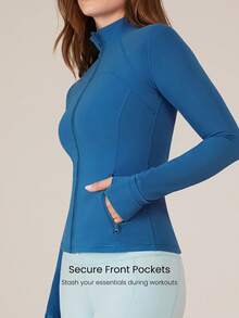 GLOWMODE FeatherFit™ Slim-It Streamline Performance Secure Pockets Zip Up Long Sleeve Jacket Low Impact Yoga Daily Fall