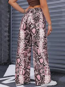 SHEIN Unity 女士高腰蛇皮印花阔腿宽松休闲牛仔裤 - 彩色 - 查看 2