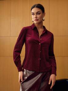 MOTF PREMIUM VELVET JACQUARD ELASTIC BLOUSE, AUTUMN/WINTER