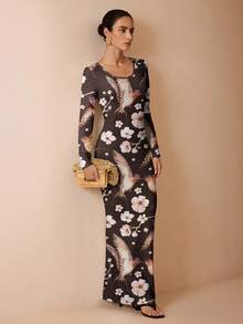 Shutterstock Glamance Women's Extra Long Dress, Black, For Autumn/Winter Party - Black - View 3