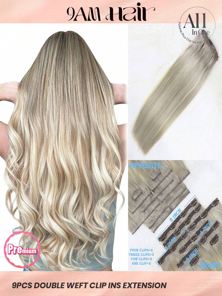 Seamless Clip Ins 9件装 200克/220克/240克 Lace Bace TP18/613# 彩色接发 100% 雷米真人发片 角质层对齐 双头接发 适合稀疏发质 女士自然造型 顶级品质万圣节服装 - S18/613 - 查看 1