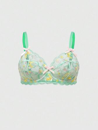 Kawaii Blumenstickerei Schmetterling Dekor Große Größen Unterbügel-BH