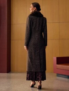 MOTF PREMIUM WOOL DOUBLE BREASTED OVERCOAT FOR AUTUMN & WINTER - Coffee Brown - View 6