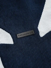 SWAVVY 男士时尚日常休闲宽松拼接灯芯绒长袖衬衫，秋冬款