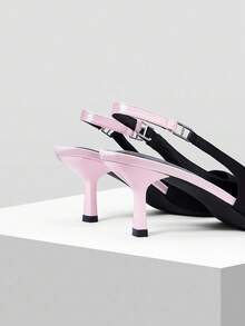 Mnmlis Tocuri stiletto cu vârf ascuțit și design cu baretă în culori contrastante