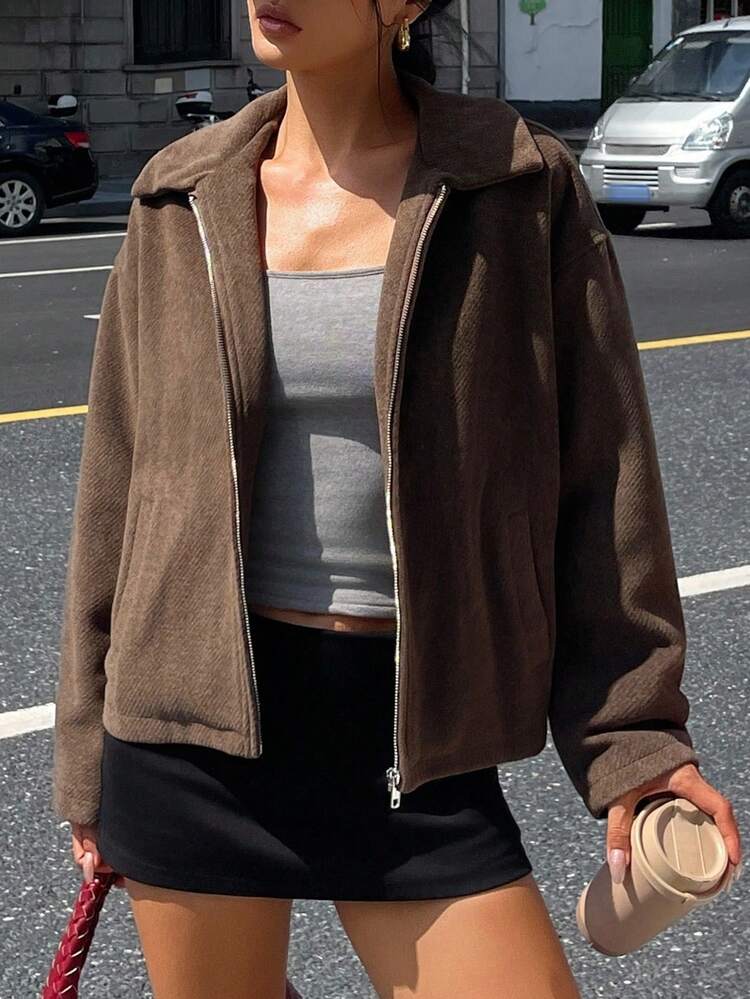 Women's Turndown Collar Short Loose Casual Cardigan Winter Jacket Women Coats