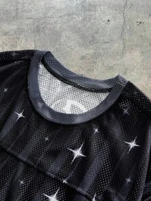 AXEPEAK 男士针织休闲宽松短袖T恤 - 黑色 - 查看 3