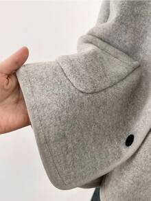 INAWLY Damen Kontrast-Farbblock Kragen Knopfleiste Kurze Lässig Jacke - Grau - Übersicht 5
