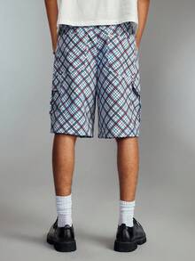 ROMWE MEN Prep Men's Casual Plaid Loose Cargo Shorts, Summer - Multicolor - View 5