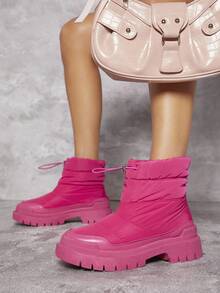 SHUZIA Drawstring Lug Sole Boots - Hot Pink - View 2