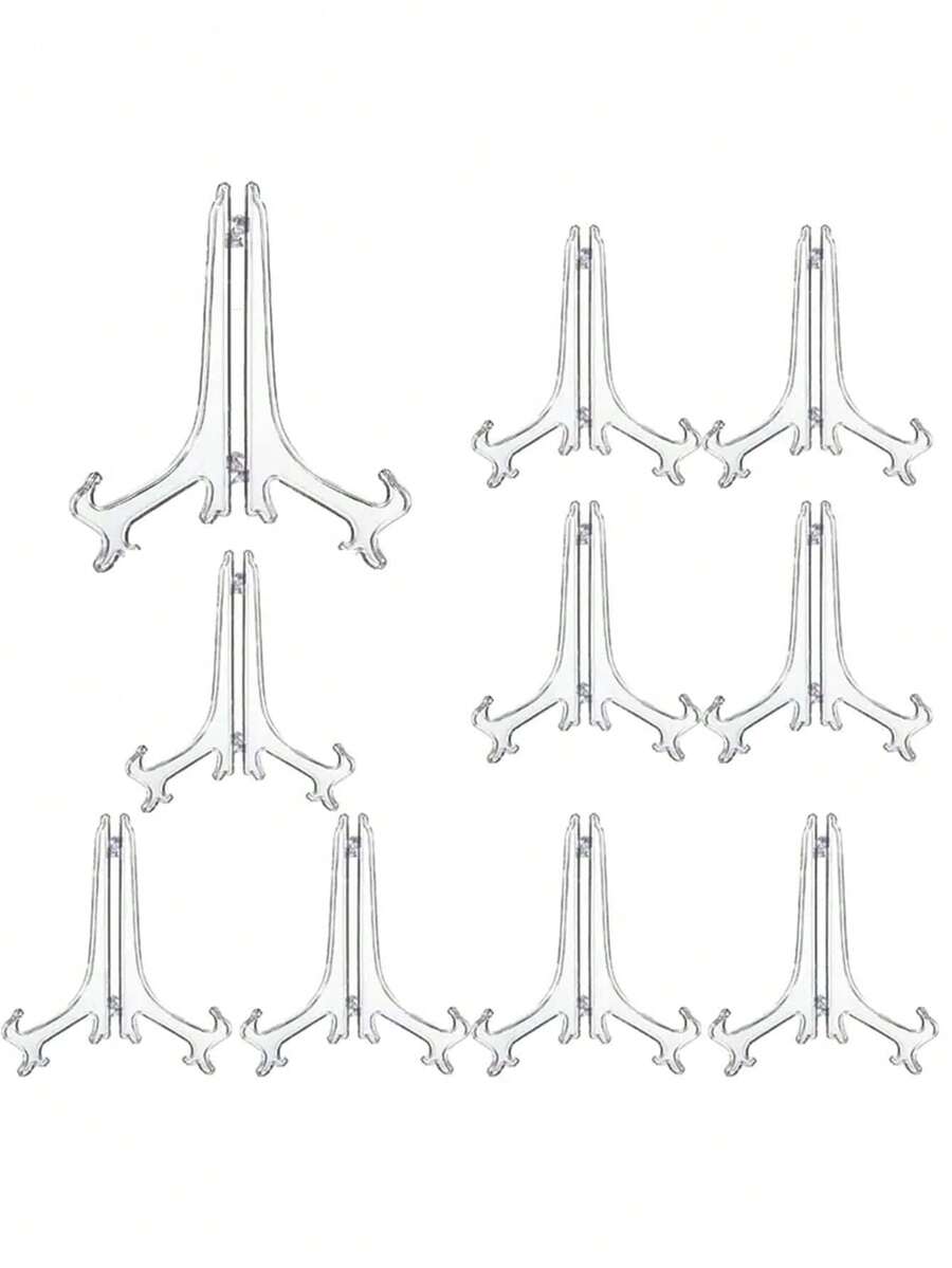 5pcs/Set Clear Plastic Plate Hanger, Plate Holder, Plate Display Stand, Tray Rack - Clear - View 1