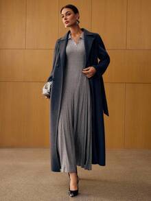 MOTF PREMIUM 褶皱修身连衣裙 - 灰色 - 查看 7