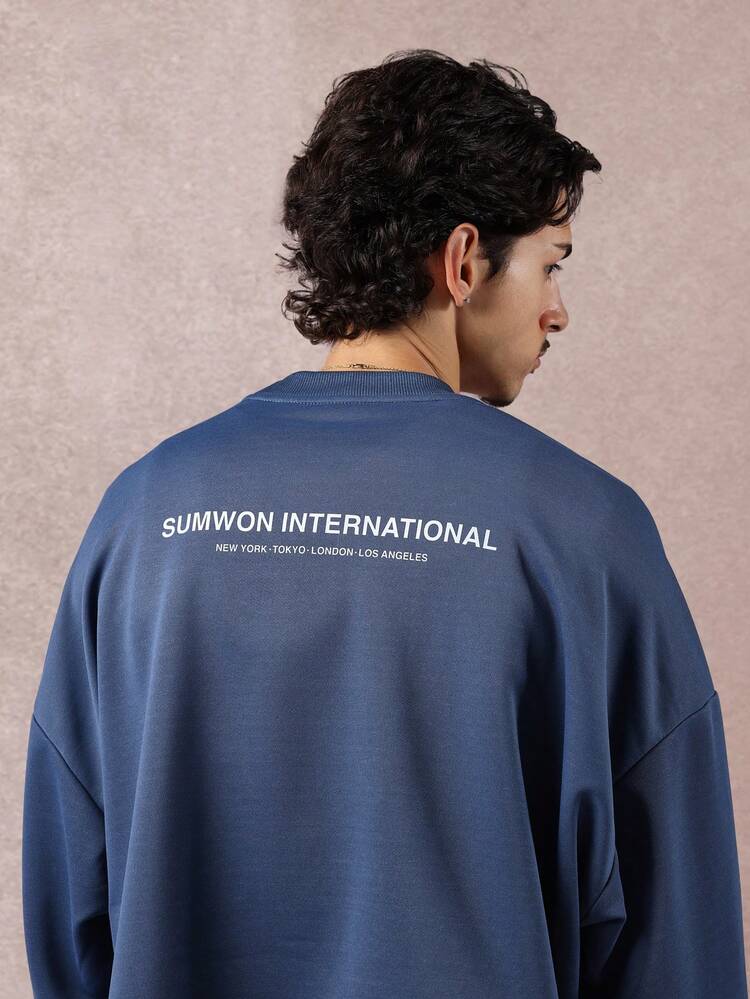 Cropped Crew Neck Sweatshirt With Logo Print