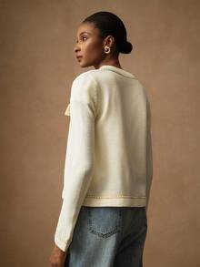 Vesra Women's Versatile High-Quality Knitted Cardigan Sweater, Autumn/Winter Fall Cloth For Women - Apricot - View 2