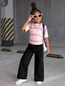 SHEIN Quần jeans nữ mới về, kiểu dáng thường ngày, đa năng, chất liệu denim bạc màu vintage, ống đứng, thoải mái cho mọi mùa. - màu đen - Xem 5