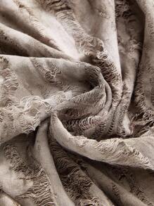 ROMWE Grunge Punk Áo thun nữ tay dài cổ bẻ, viền bèo nhún bất đối xứng họa tiết nhuộm loang Y2K - màu nâu - Xem 4