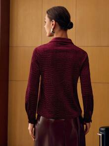 MOTF PREMIUM VELVET JACQUARD ELASTIC BLOUSE, AUTUMN/WINTER